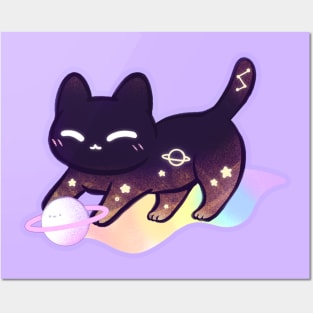 Galaxy cat rainbow kawaii Posters and Art